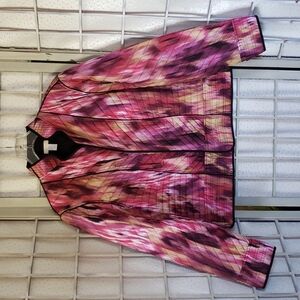 Chicos open jacket quilted pink water colors size 2